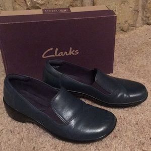 Clark’s blue leather shoes.  Women Size 6 1/2 M